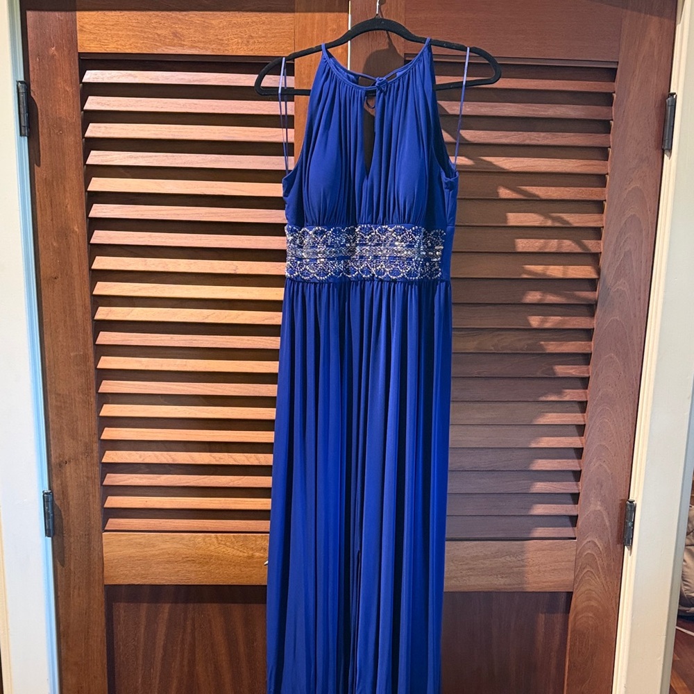 Royal Blue Embellished Waist Maxi Dress - Women